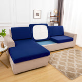 Housse pour assise de canape angle extensible bleu
