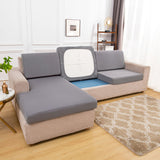 Housse pour assise de canape angle extensible gris clair