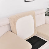 Housse pour assise de canape angle extensible jacquard beige