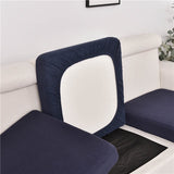 Housse pour assise de canape angle extensible jacquard bleu marine