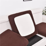 Housse pour assise de canape angle extensible jacquard marron fonce