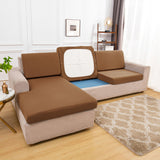 Housse pour assise de canape angle extensible marron clair