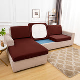 Housse pour assise de canape angle extensible marron fonce