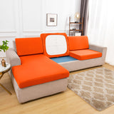 Housse pour assise de canape angle extensible orange vif
