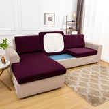 Housse pour assise de canape angle extensible prune