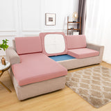 Housse pour assise de canape angle extensible rose pale
