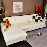 Housse pour assise de canape angle impermeable simili cuir beige