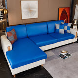 Housse pour assise de canape angle impermeable simili cuir bleu