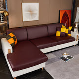 Housse pour assise de canape angle impermeable simili cuir bordeaux