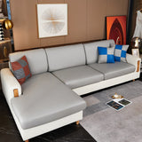 Housse pour assise de canape angle impermeable simili cuir gris clair