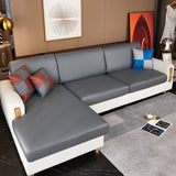 Housse pour assise de canape angle impermeable simili cuir gris fonce