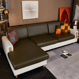 Housse pour assise de canape angle impermeable simili cuir kaki