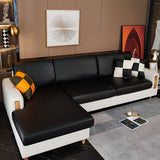 Housse pour assise de canape angle impermeable simili cuir noir