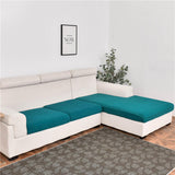 Housse pour assise de canape angle jacquard bleu canard