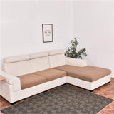 Housse pour assise de canape angle jacquard marron clair