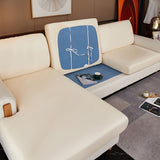 Housse pour assise de canape angle simili cuir beige