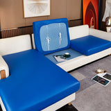 Housse pour assise de canape angle simili cuir bleu