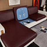 Housse pour assise de canape angle simili cuir bordeaux