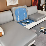 Housse pour assise de canape angle simili cuir gris clair