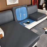 Housse pour assise de canape angle simili cuir gris fonce