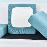 Housse pour assise de canape extensible jacquard bleu clair