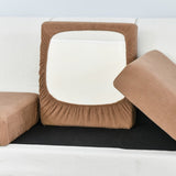 Housse pour assise de canape extensible jacquard marron clair