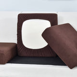 Housse pour assise de canape extensible jacquard marron fonce