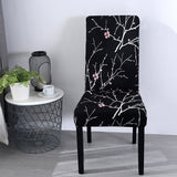 Housse pour chaise fleurie noir extensible