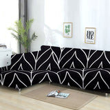 Housse de Canapé d'Angle Extensible Noir et Blanc