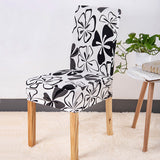 Housse de Chaise Fleurie Blanc et Noir