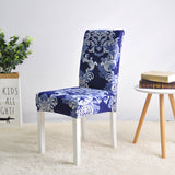 Housse de Chaise Vintage Blanc Bleu