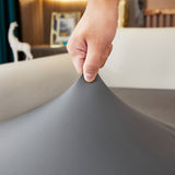Simili cuir extensible pour housse d'assise de canape d'angle gris fonce