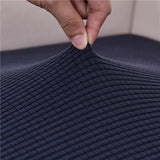Textile elastique pour housse d'assise de canape d'angle jacquard bleu marine