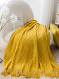 Couverture jaune moutarde en coton