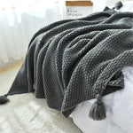 Couverture plaid en laine gris pour canapé et lit