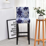 Housse chaise de bar et tabouret extensible vintage bleu