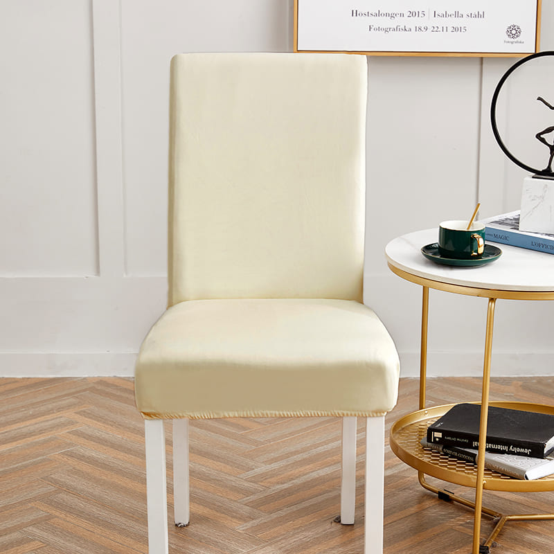 HOMECOVER Housse Assise Chaise Lot De 6,Extensibles Jacquard Housse De Chaise Amovibles Lavables pour Salle à Manger Cuisine Bureau Hôtel-Blanc-Lot de 6