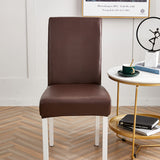 Housse de chaise etanche waterproof simili cuir marron