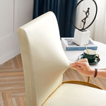 Housse de chaise extensible simili cuir blanc ecru