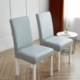 Housse de chaise extensible simili cuir gris clair