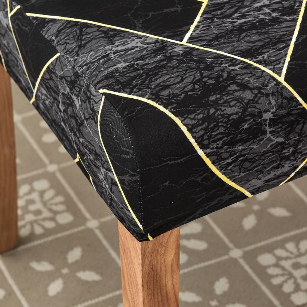 PICCOCASA Lot De 2 Housses De Chaise De Bar Extensibles – Motif Treillis Carré Noir, Pour Tabourets Hauts De Salle à Manger