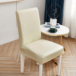 Housse de chaise imitation cuir blanc ecru