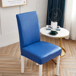 Housse de chaise imitation cuir bleu