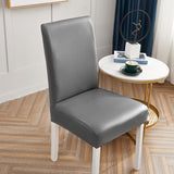 Housse de chaise imitation cuir gris