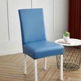 Housse de chaise impermeable simili cuir bleu clair