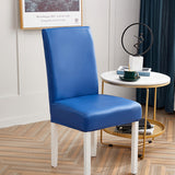 Housse de chaise impermeable simili cuir bleu