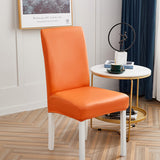 Housse de chaise impermeable simili cuir orange