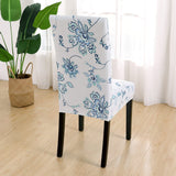 Housse de chaise pas cher fleurie bleu