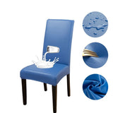 Housse de chaise simili cuir bleu