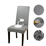 Housse de chaise simili cuir gris